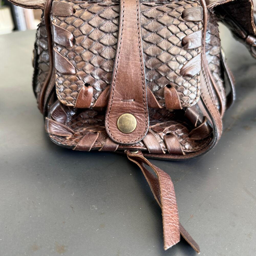 CHLOE Silverado Handbag Shoulder Bag Brown Snakeskin Leather exotic skin Y2K - Picture 12 of 12